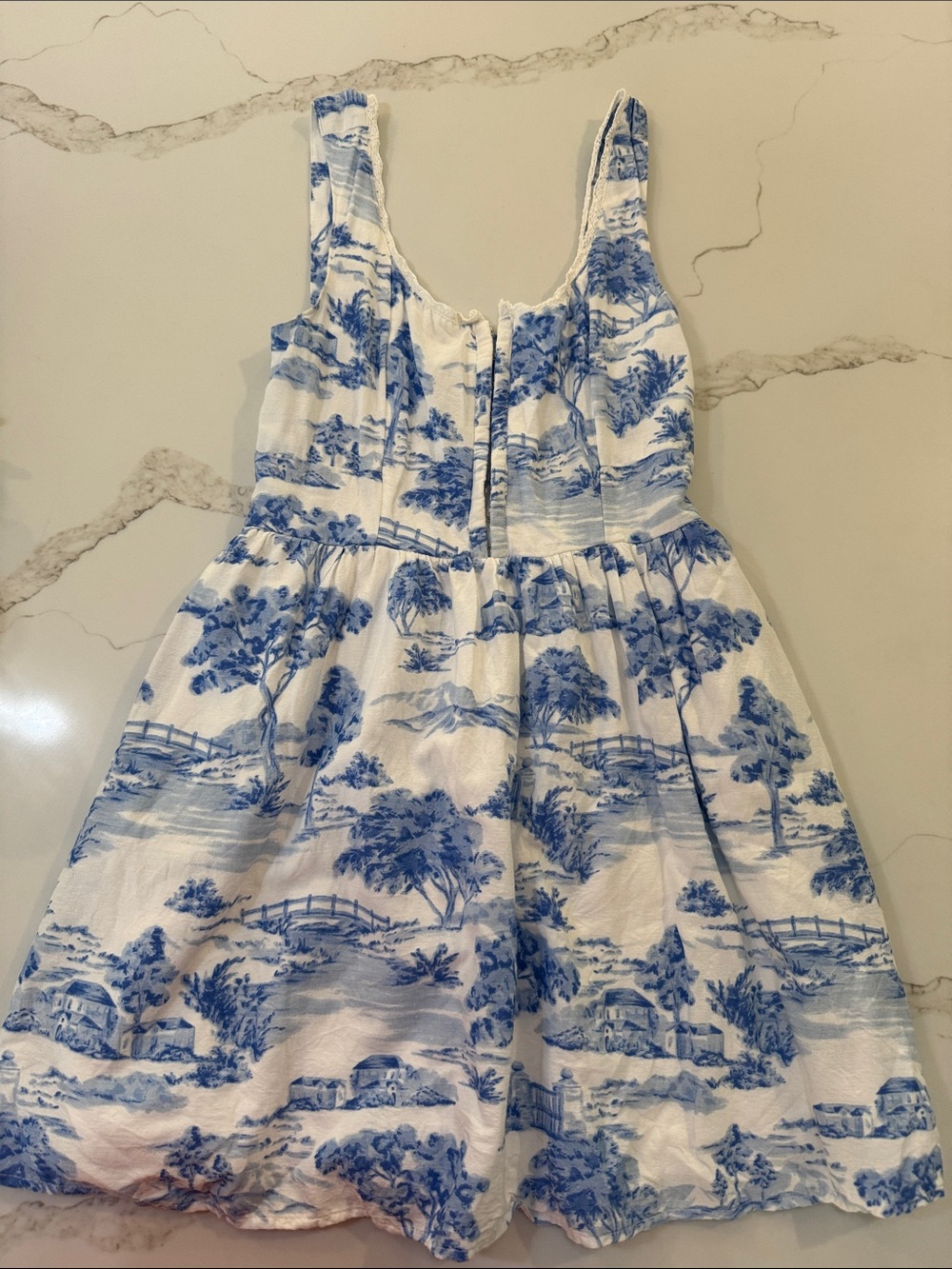 Japna Blue & White Toile Sundress for Girls